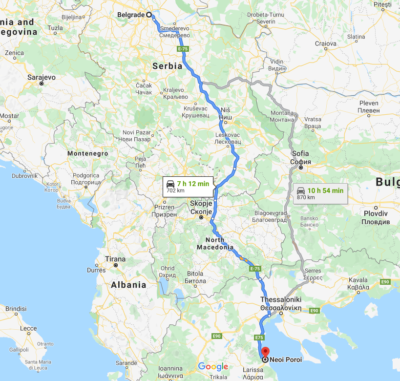 Leptokaria – Nei Pori Put do Grčke preko Severne Makedonije