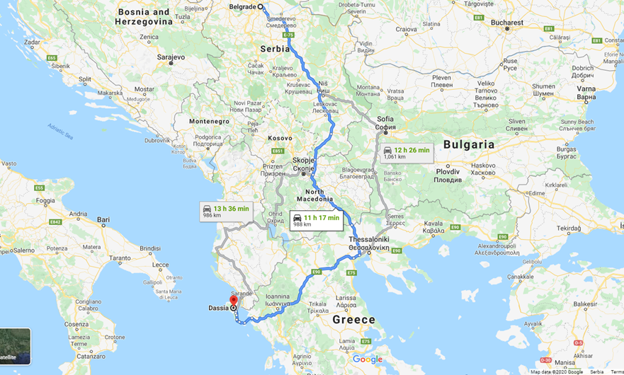 Grcka leto apartmani, sopstveni prevoz, mapa do Krfa