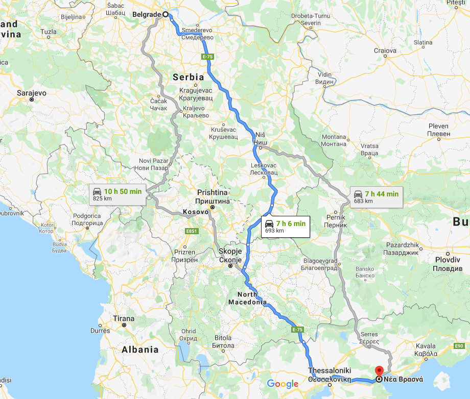 Put do regija Sv. Đorđe (Asprovalta, Nea Vrasna, Stavros)
